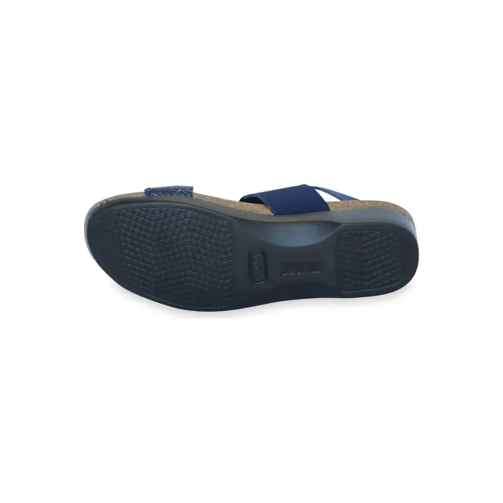 Munro Pisces Sandal Womens 10.5 M Navy Leather Woven Slingback Comfort Wedge